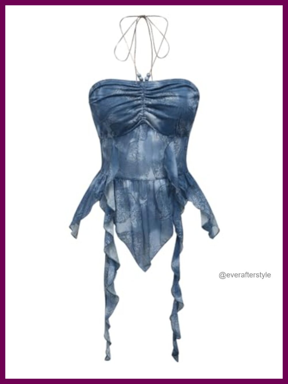 Y2K Halter Flowy Crop Cami Top Ruffle Backless Paisley Fairy